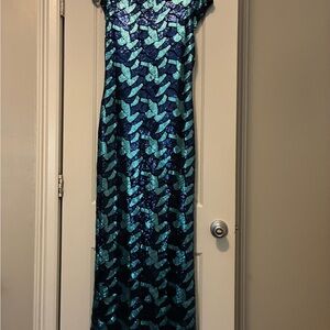 Blue and Teal Sequin Gown
